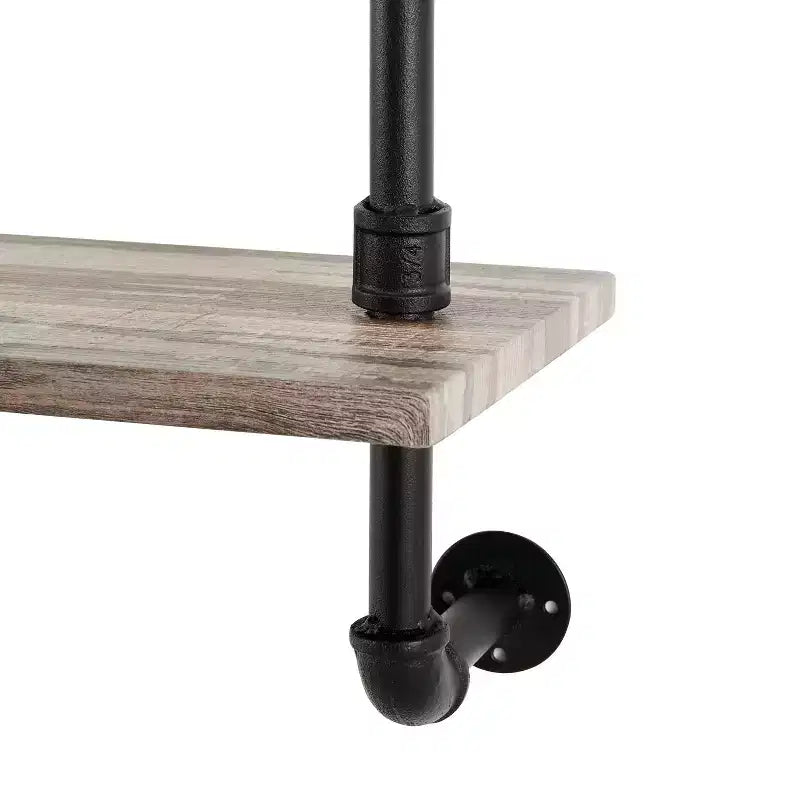 Scaffale a muro a 3 ripiani con tubi – Struttura in ferro nero con ripiani in legno laminato