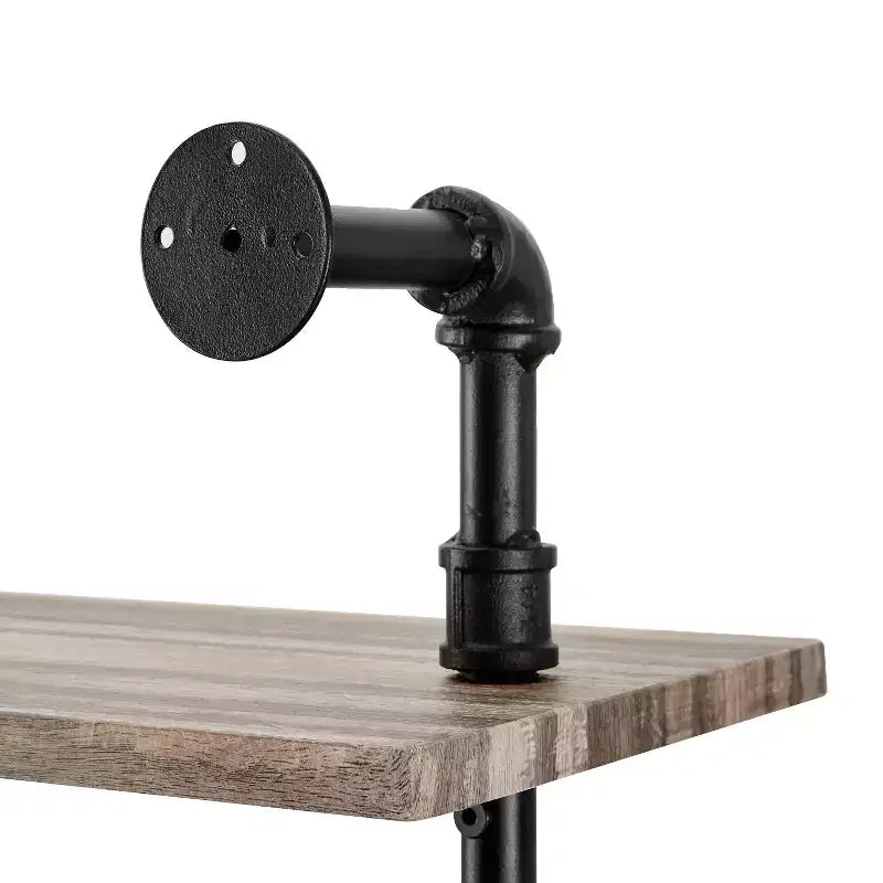 Scaffale a muro a 3 ripiani con tubi – Struttura in ferro nero con ripiani in legno laminato