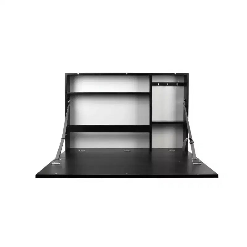 36" x 24" Murphy Desk Black - Prinz: Modern Wall Mounted, MDF Construction, Open Storage Shelf