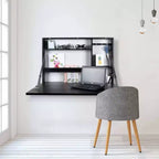 Scrivania a parete a scomparsa con lavagna, 91 x 61 cm – Nera