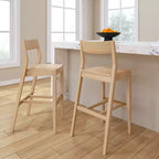 Sgabello da Bar Altezza Bancone - Legno Massello, Alto 112 cm con Schienale Medio