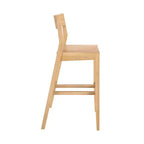 Sgabello da Bar Altezza Bancone - Legno Massello, Alto 112 cm con Schienale Medio