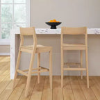 Sgabello da Bar Altezza Bancone - Legno Massello, Alto 112 cm con Schienale Medio