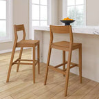 Sgabello da Bar Altezza Bancone - Legno Massello, Alto 112 cm con Schienale Medio