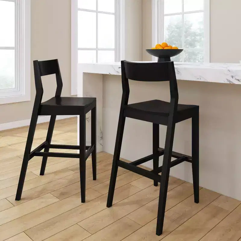 Sgabello da Bar Altezza Bancone - Legno Massello, Alto 112 cm con Schienale Medio