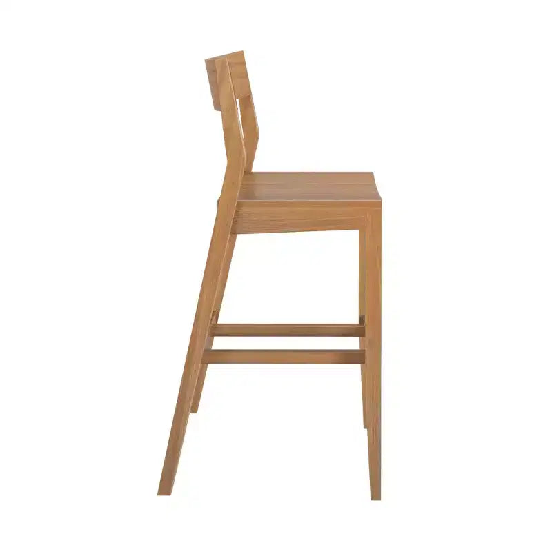 Sgabello da Bar Altezza Bancone - Legno Massello, Alto 112 cm con Schienale Medio