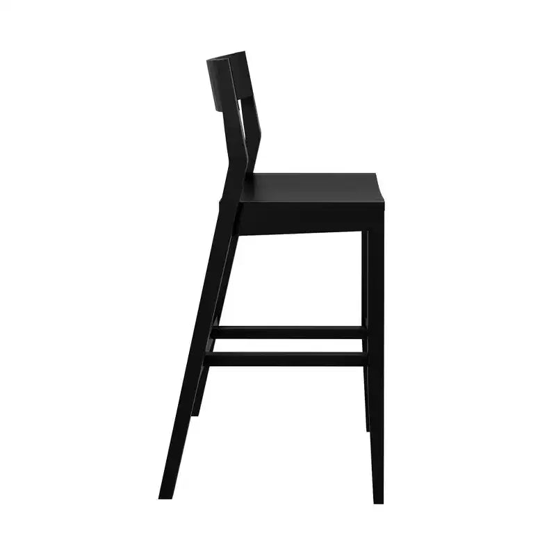 Sgabello da Bar Altezza Bancone - Legno Massello, Alto 112 cm con Schienale Medio