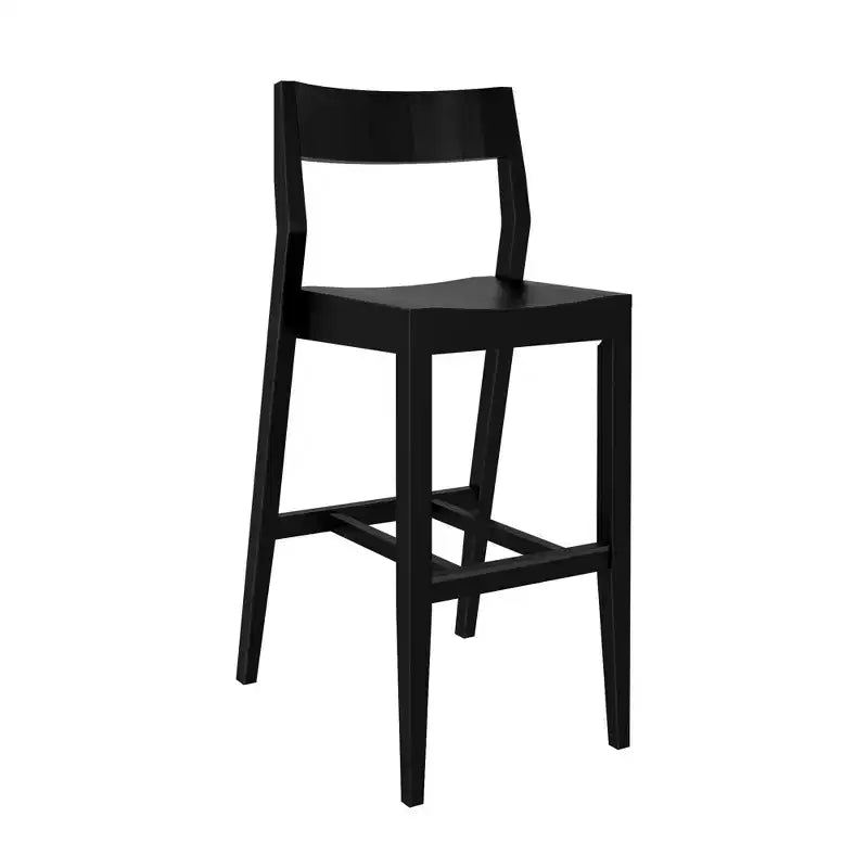 Sgabello da Bar Altezza Bancone - Legno Massello, Alto 112 cm con Schienale Medio