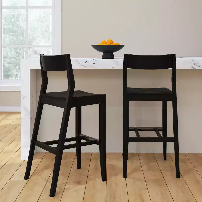 Sgabello da Bar Altezza Bancone - Legno Massello, Alto 112 cm con Schienale Medio