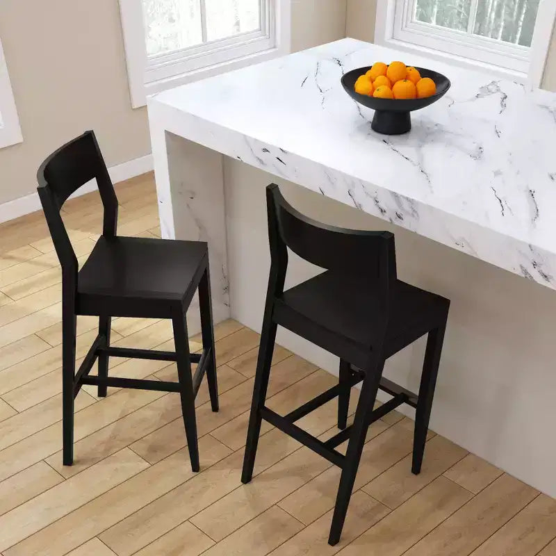Sgabello da Bar Altezza Bancone - Legno Massello, Alto 112 cm con Schienale Medio