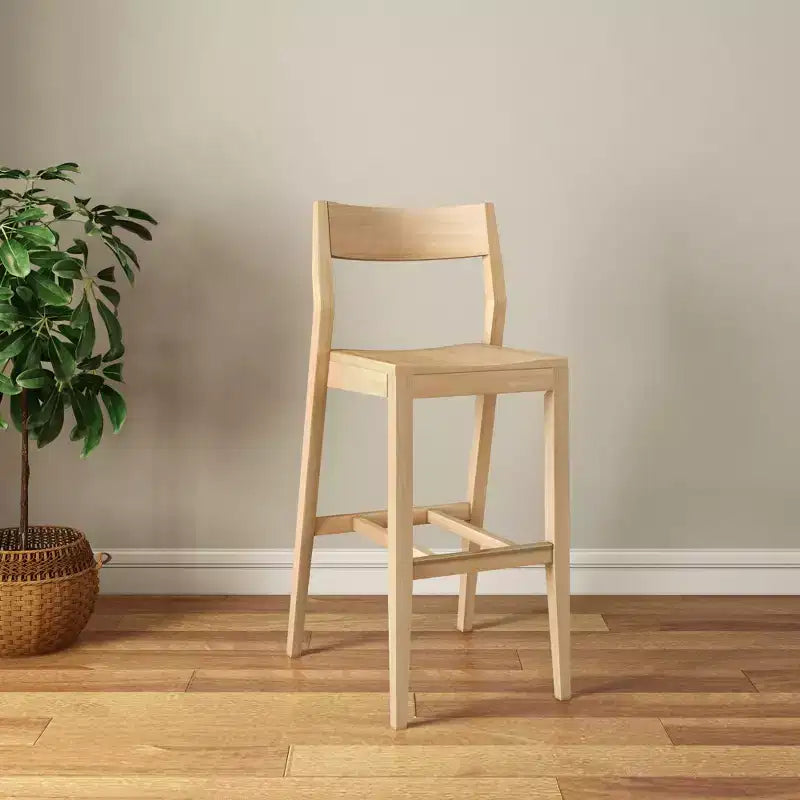 Sgabello da Bar Altezza Bancone - Legno Massello, Alto 112 cm con Schienale Medio