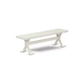 HomeStock X-Style Modern Dining Room Bench with Wood Seat, 60x15x18 Inch, Pure White