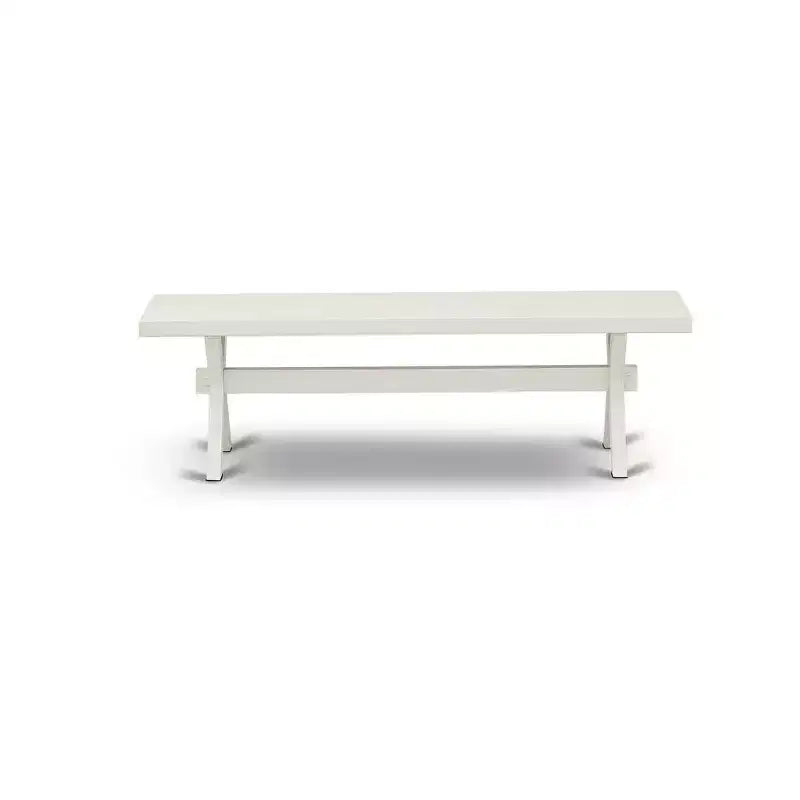 Panca moderna da pranzo a X con seduta in legno, 60x15x18 pollici, bianca