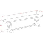 Panca moderna da pranzo a X con seduta in legno, 60x15x18 pollici, bianca