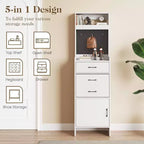 Scarpiera da ingresso 5-in-1 con cassetto a ribalta, pannello forato, ripiano regolabile e contenitore