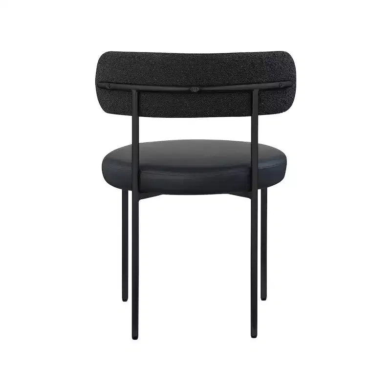 Sedia da pranzo in pelle vegana e tessuto Boucle, set da 2