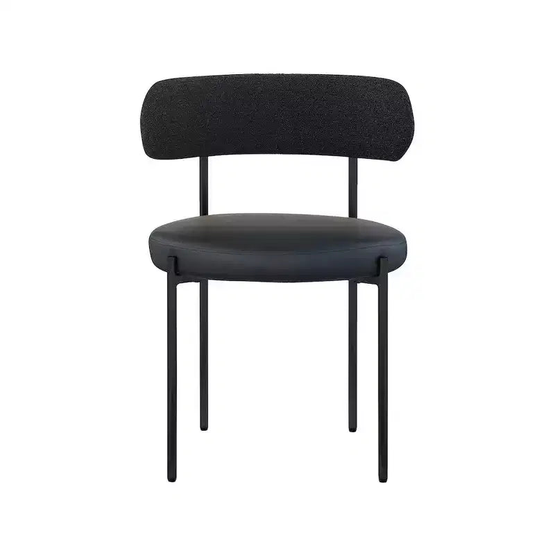 Sedia da pranzo in pelle vegana e tessuto Boucle, set da 2