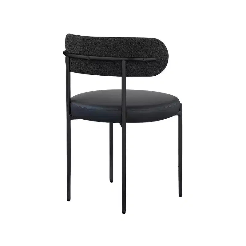 Sedia da pranzo in pelle vegana e tessuto Boucle, set da 2