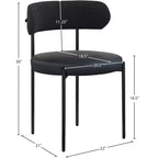 Sedia da pranzo in pelle vegana e tessuto Boucle, set da 2