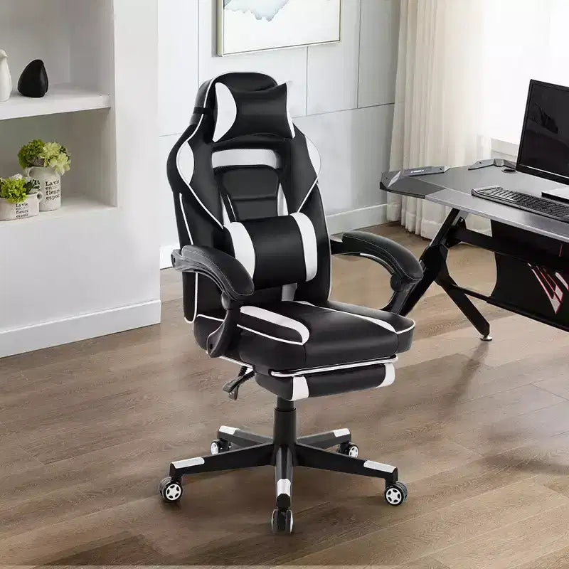Sedia da Gaming Regolabile in Altezza con Poggiapiedi Estraibile e Supporto Lombare