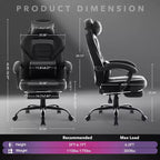 Sedia da Gaming Regolabile in Altezza con Poggiapiedi Estraibile e Supporto Lombare