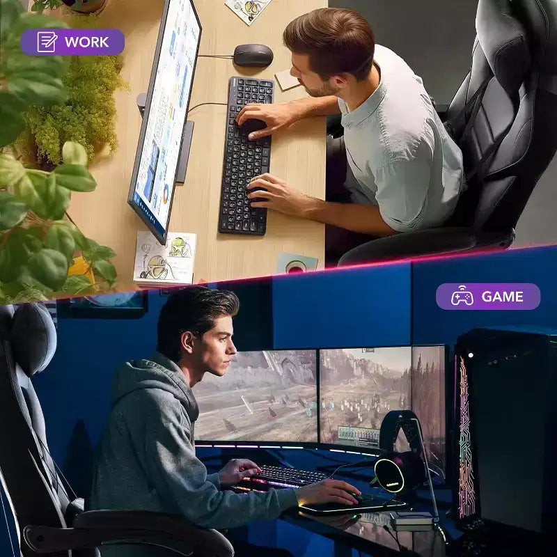 Sedia da Gaming Regolabile in Altezza con Poggiapiedi Estraibile e Supporto Lombare