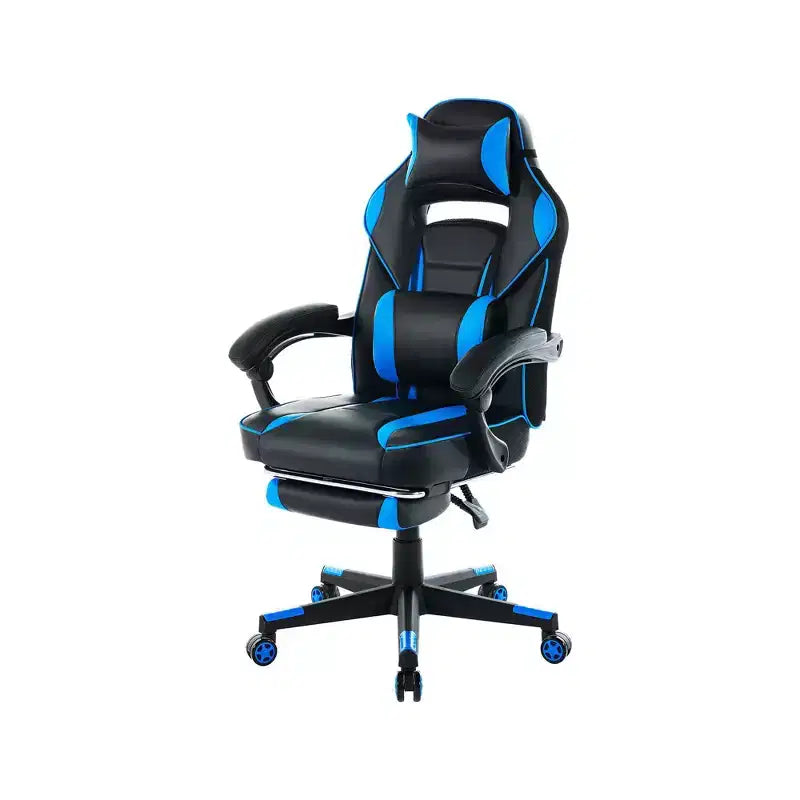 Sedia da Gaming Regolabile in Altezza con Poggiapiedi Estraibile e Supporto Lombare