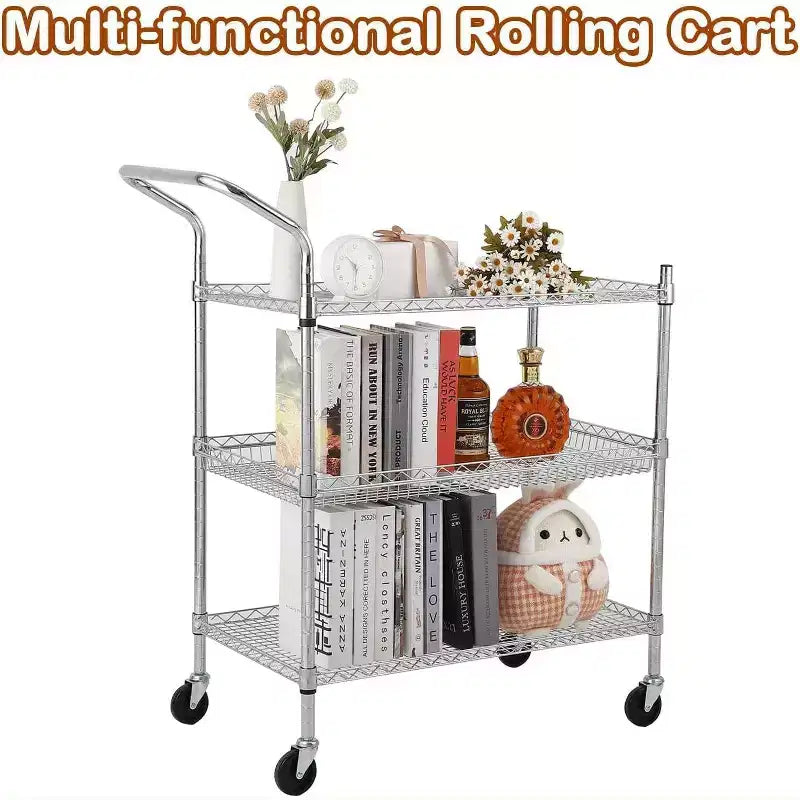 Carrello metallico a 3 ripiani con ruote