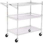 Kitchen Utility Cart, Metal Removable Storage Cart with Wheels and Handle, Commercial Grade Utility Cars, Kitchen, Workshop