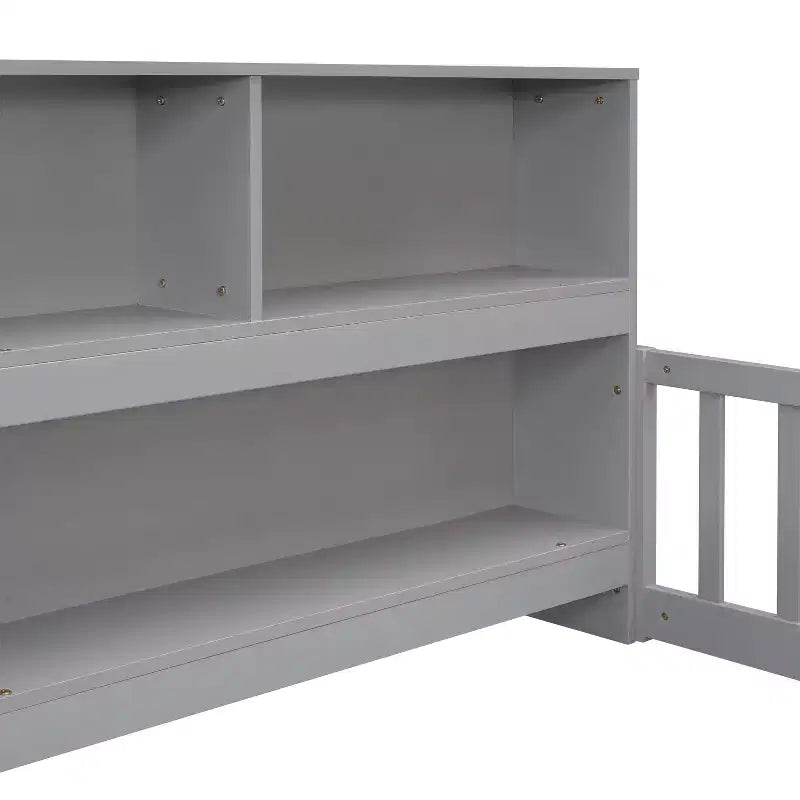 Letto a castello singolo con libreria e spondine di sicurezza