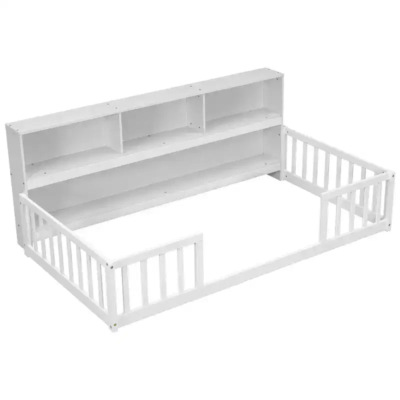 Letto a castello singolo con libreria e spondine di sicurezza