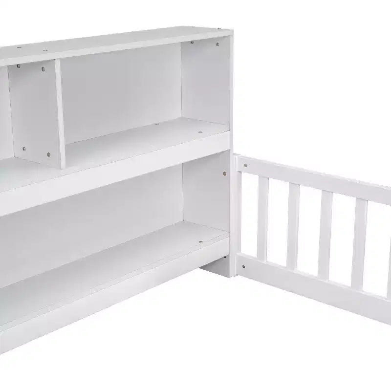 Letto a castello singolo con libreria e spondine di sicurezza