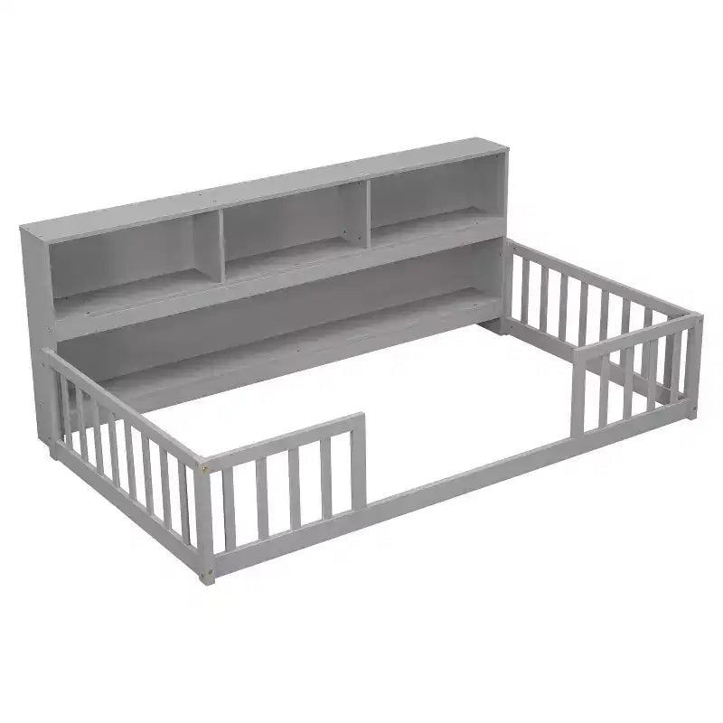 Letto a castello singolo con libreria e spondine di sicurezza