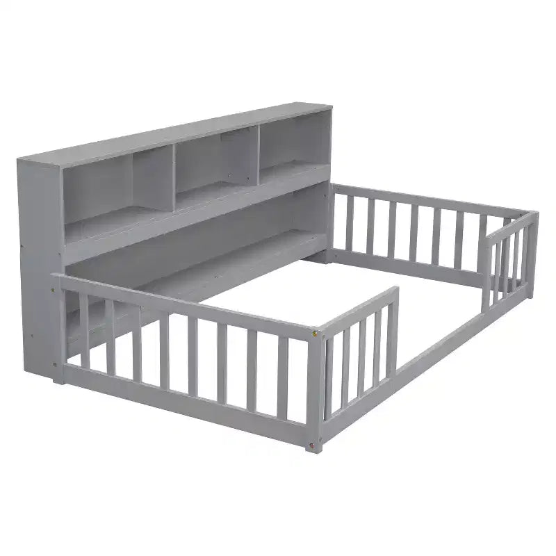 Letto a castello singolo con libreria e spondine di sicurezza