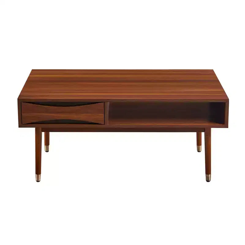 Tavolino da Caffè Mid-Century Modern con Cassetto e Ripiano