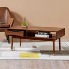 Tavolino da Caffè Mid-Century Modern con Cassetto e Ripiano