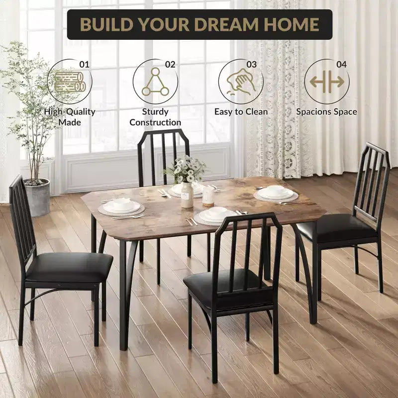 Set tavolo e sedie da pranzo 4 pezzi