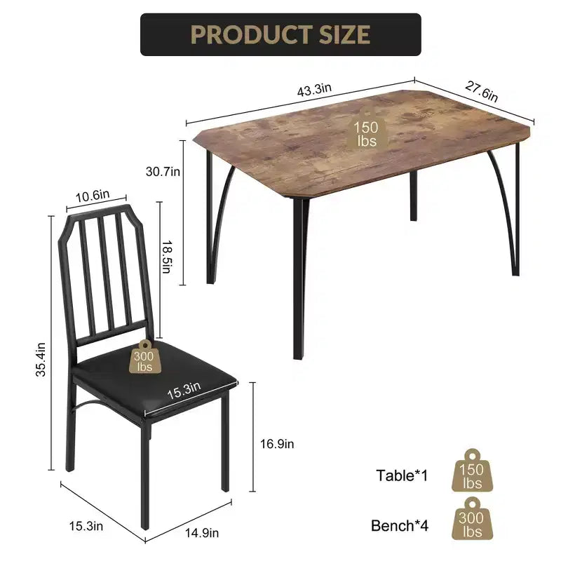 Set tavolo e sedie da pranzo 4 pezzi