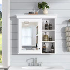 Mobiletto da bagno a parete con specchio e ripiani contenitore