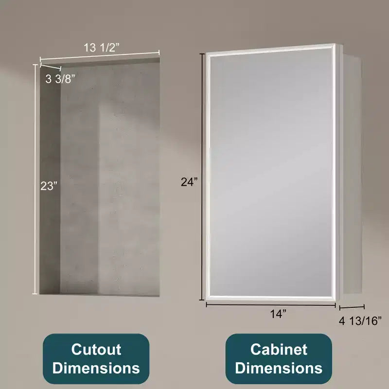 Pensile a specchio per bagno da incasso o da esterno