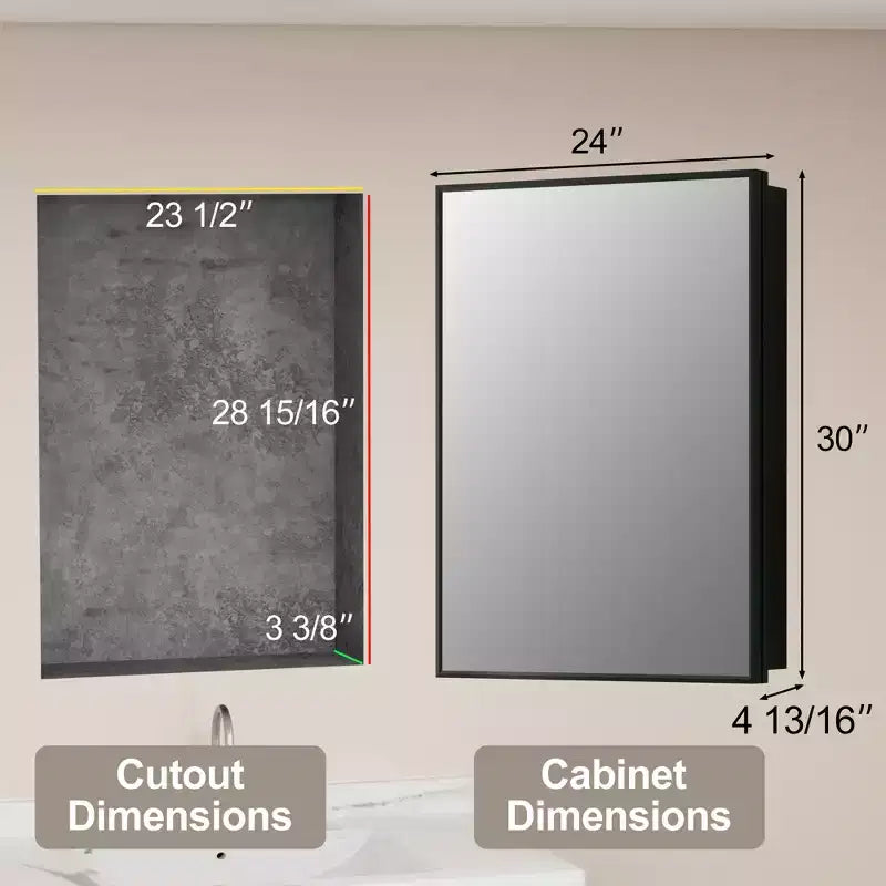 Pensile a specchio per bagno da incasso o da esterno