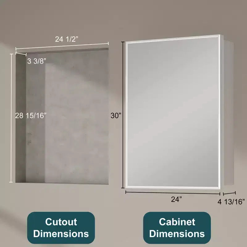 Pensile a specchio per bagno da incasso o da esterno