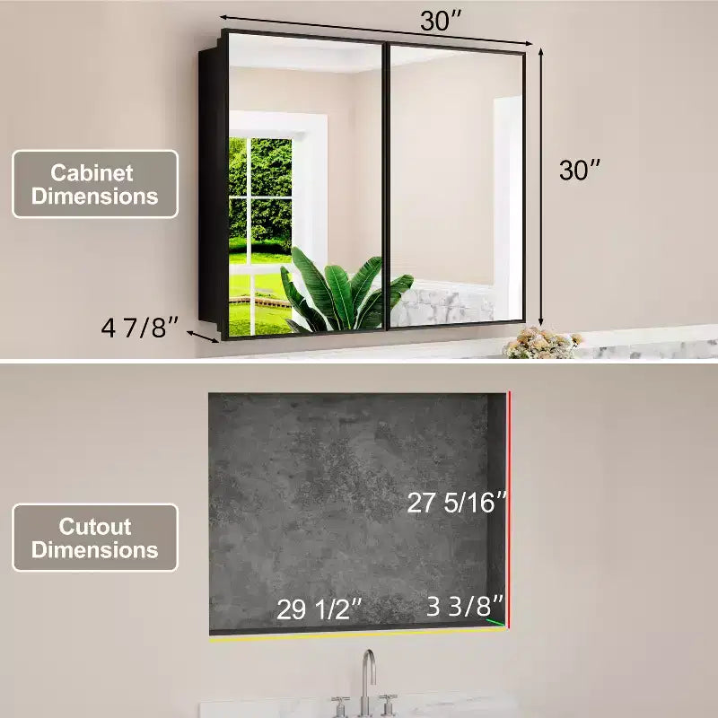 Pensile a specchio per bagno da incasso o da esterno