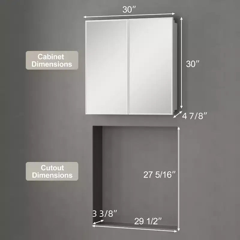 Pensile a specchio per bagno da incasso o da esterno
