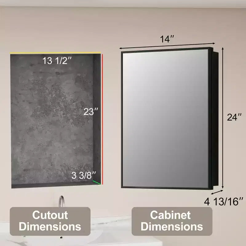 Pensile a specchio per bagno da incasso o da esterno