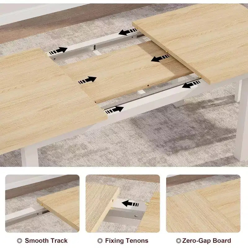 Tavolo da Pranzo Allungabile con Struttura in Metallo e Piano in MDF, Posti a Sedere fino a 8