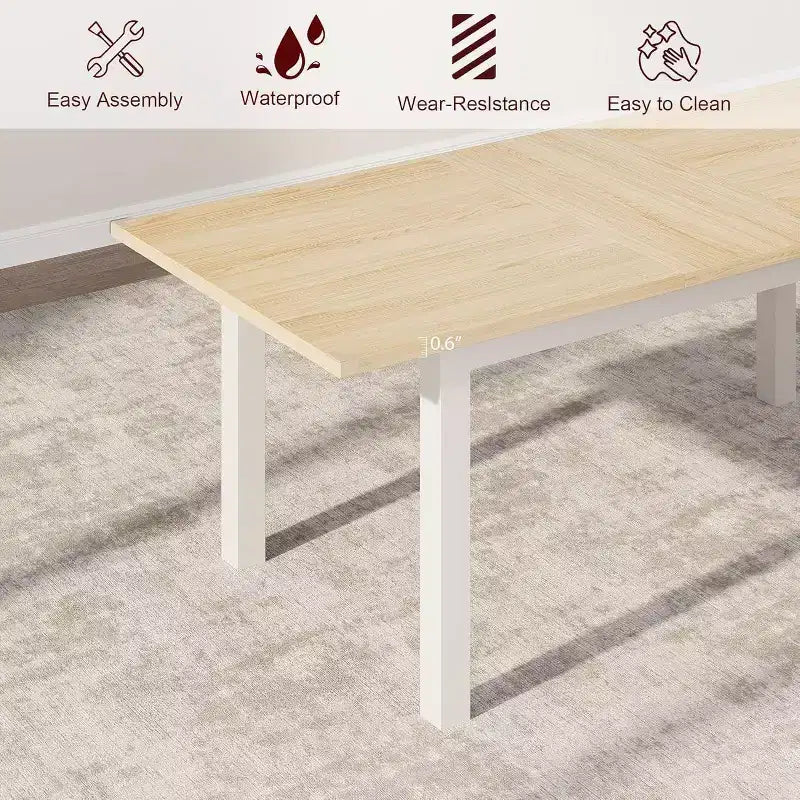 Tavolo da Pranzo Allungabile con Struttura in Metallo e Piano in MDF, Posti a Sedere fino a 8