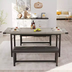 Set Tavolo da Pranzo Allungabile con 2 Panche, Posti 4–6, Stile Industriale