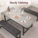 Set Tavolo da Pranzo Allungabile con 2 Panche, Posti 4–6, Stile Industriale