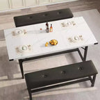 Set Tavolo da Pranzo Allungabile con 2 Panche, Posti 4–6, Stile Industriale